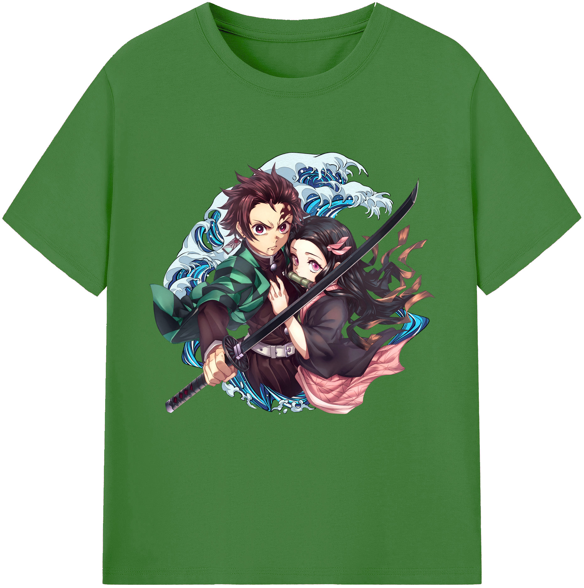 （画像用） 鬼滅の刃（きめつのやいば）竈門 禰󠄀豆子／かまど ねずこ Kamado Nezuko レディースカジュアルプリントTシャツ（綿100％）